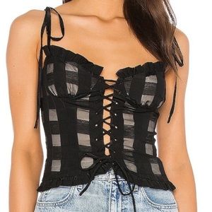 LPA Lace-Up Top Plaid Top size Medium